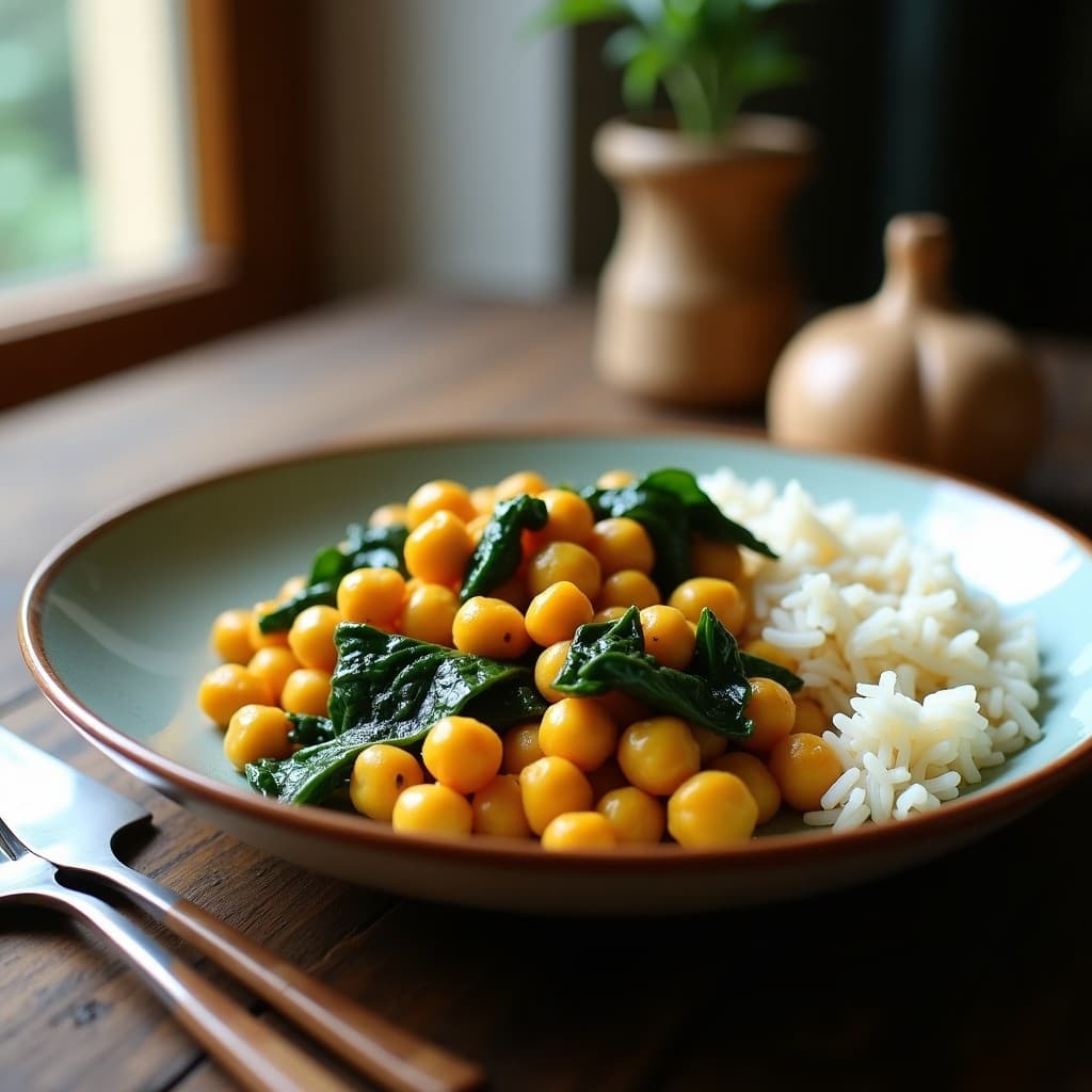 Curry de Garbanzos y Espinacas Rápido