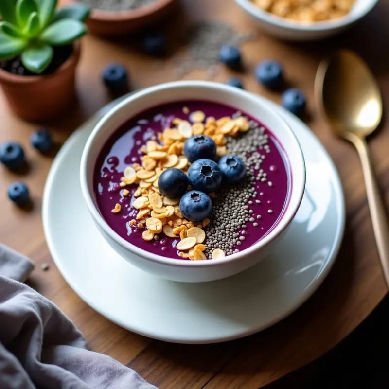 Açaí Na Tigela con Granola de Chía: Receta Brasilera Vegana y Alta en Fibra