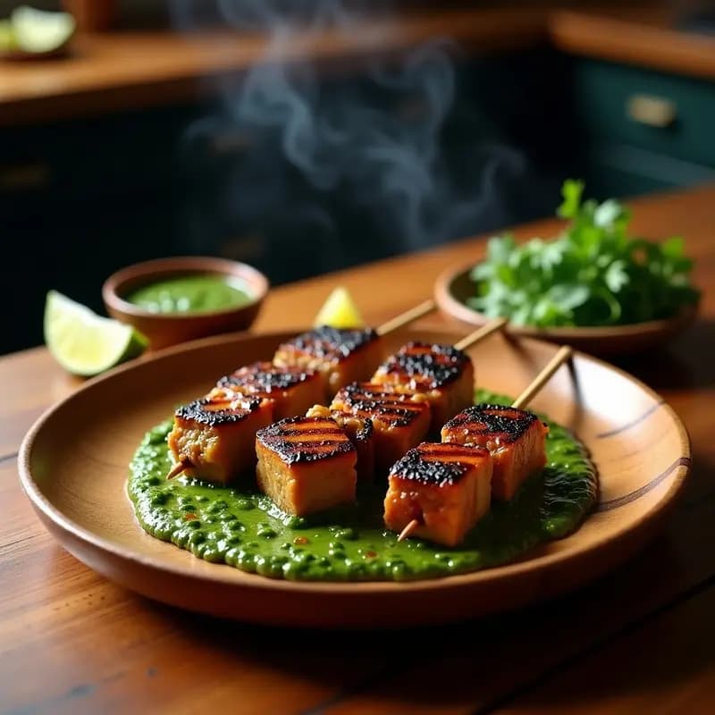 Anticuchos de Corazón de Res con Chimichurri de Cilantro: Receta Peruana Alta en Proteína