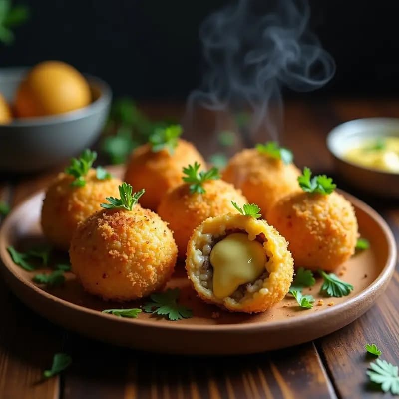 Arancini de Risotto de Hongos con Queso de Cáscara de Anacardo: Receta Italiana Vegana en Airfryer