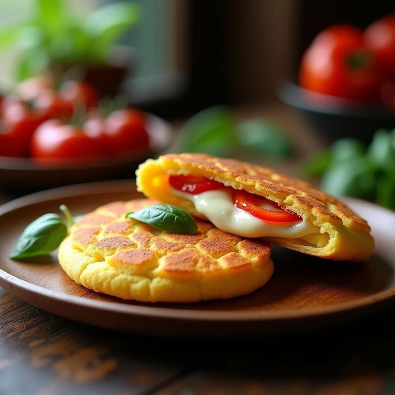 Arepa de Maíz Azul Rellena de Queso Fresco y Pimiento Asado: Receta Colombiana en Airfryer