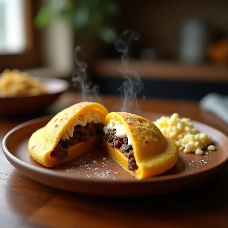 Arepa Venzolana de Maíz Pilado Rellena de Queso de Mano y Pabellón: Receta Tradicional en 40 Minutos