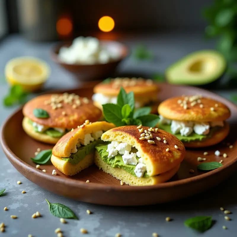 Arepas de Maíz Azul con Queso Feta y Aguacate: Receta Colombiano-Griega en Airfryer