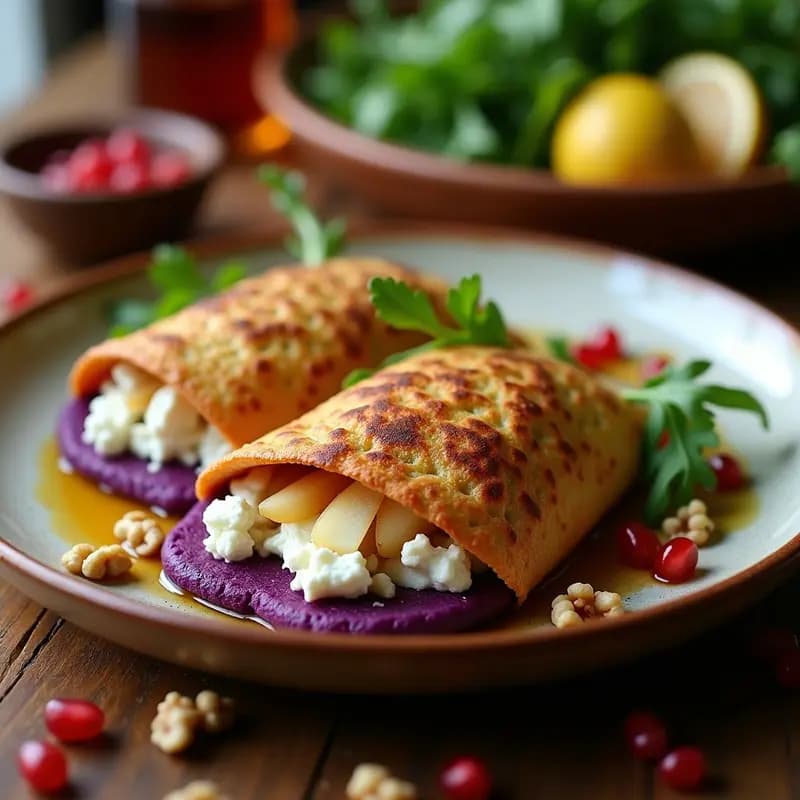Arepas de Maíz Morado con Relleno de Queso Azul y Peras: Entrante Venezolano Dulce-Salado
