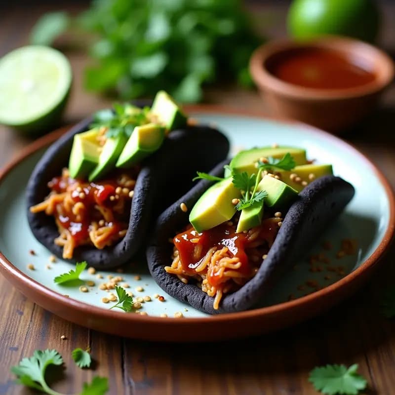 Arepas de Maíz Negro Rellenas de Pulled Pork Vegano: Receta Colombiana Fusion