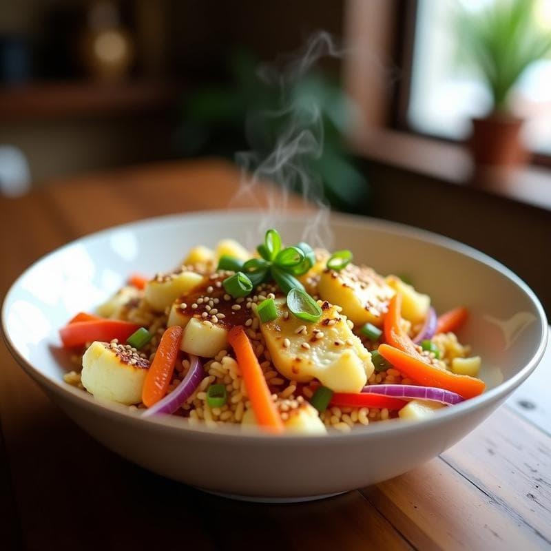 Arroz Frito de Coliflor con Huevo y Verduras: Receta Keto en Airfryer