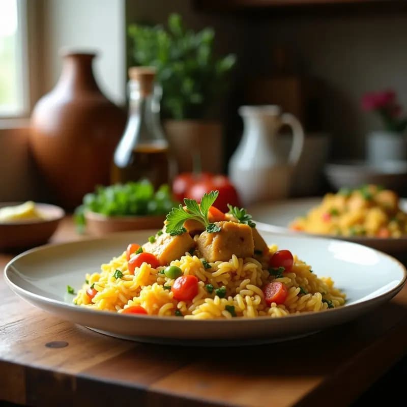 P Buchanan con Pollo y Verduras: Receta Murciana de Arroz Caldoso y Sabroso