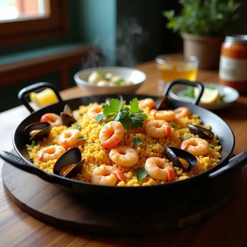 Arroz con Things de Marisco: Receta Costera Española en Paellera