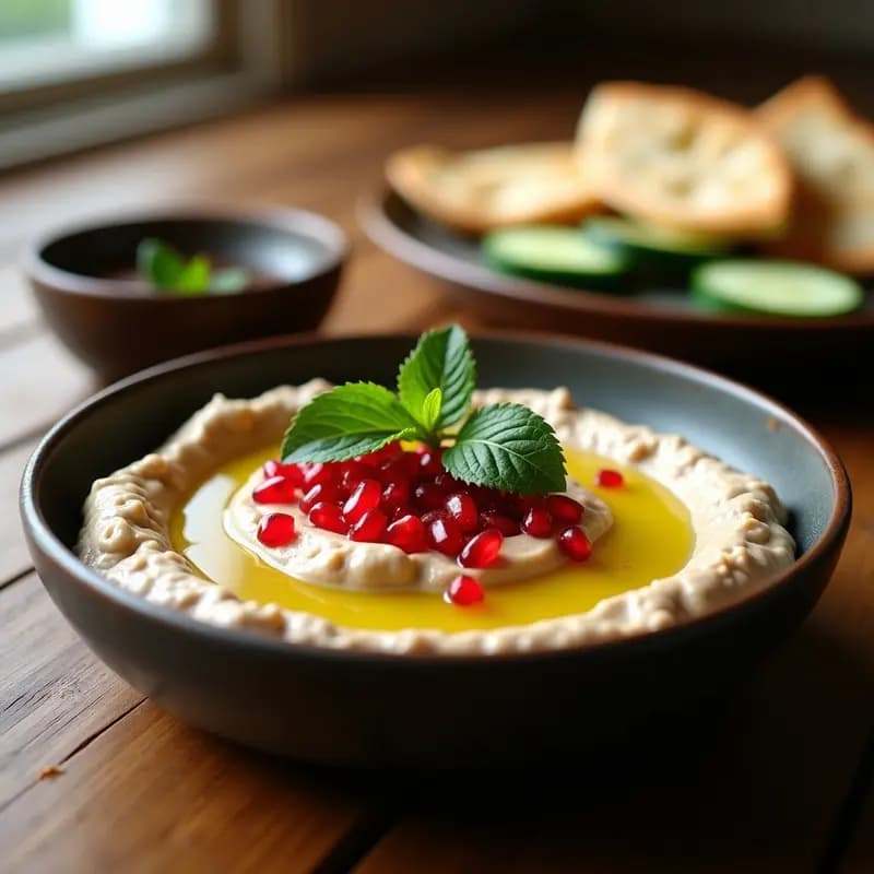 Baba Ganoush con Granada y Menta: Dip Libanés Gourmet Sin Lactosa