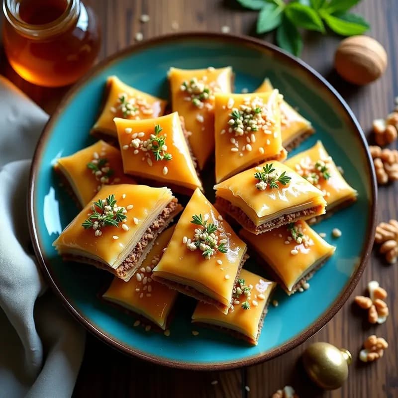 Baklava de Nueces y Miel de Tilo: Receta Turca Clásica Sin Harina en 30 Minutos