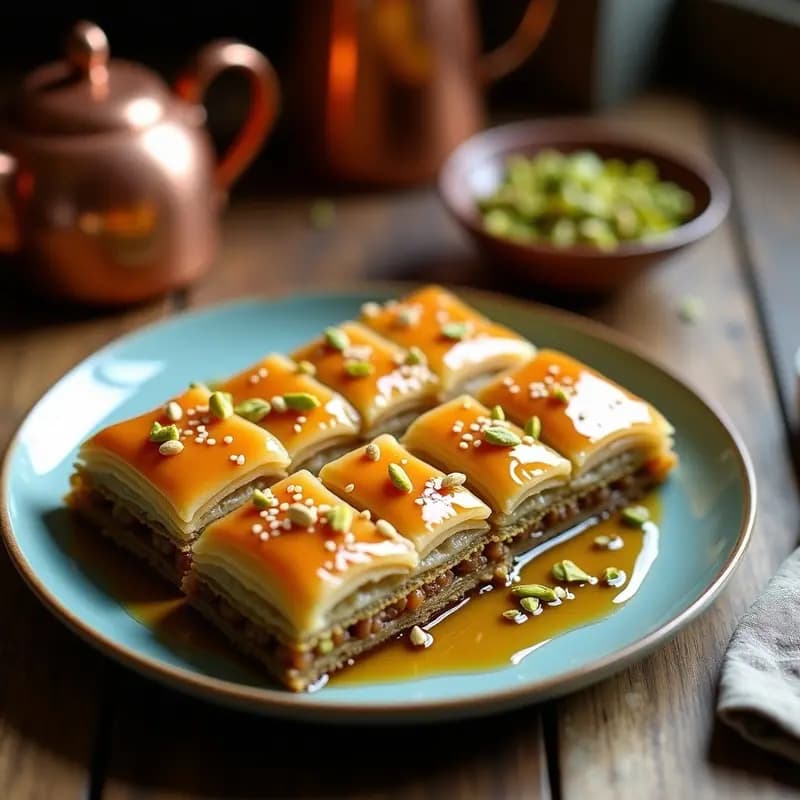 Baklava de Pistachos y Miel de Dátiles: Postre Persa Sin Gluten y Crujiente