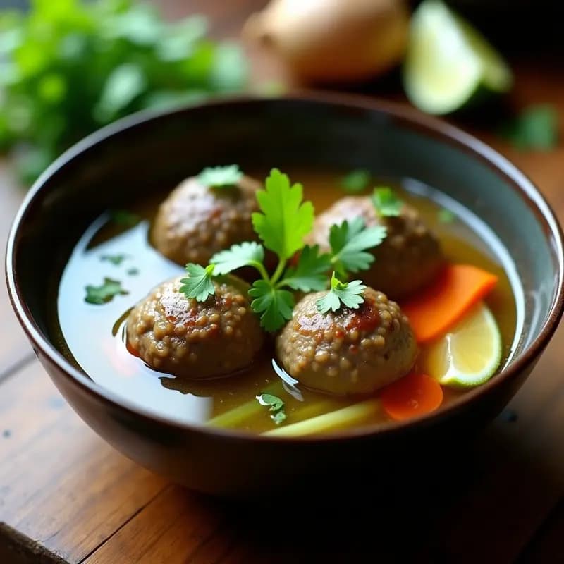 Bakso de Ternera en Caldo de Jengibre y Cilantro: Receta Indonesa Alta en Proteína en 30 Minutos