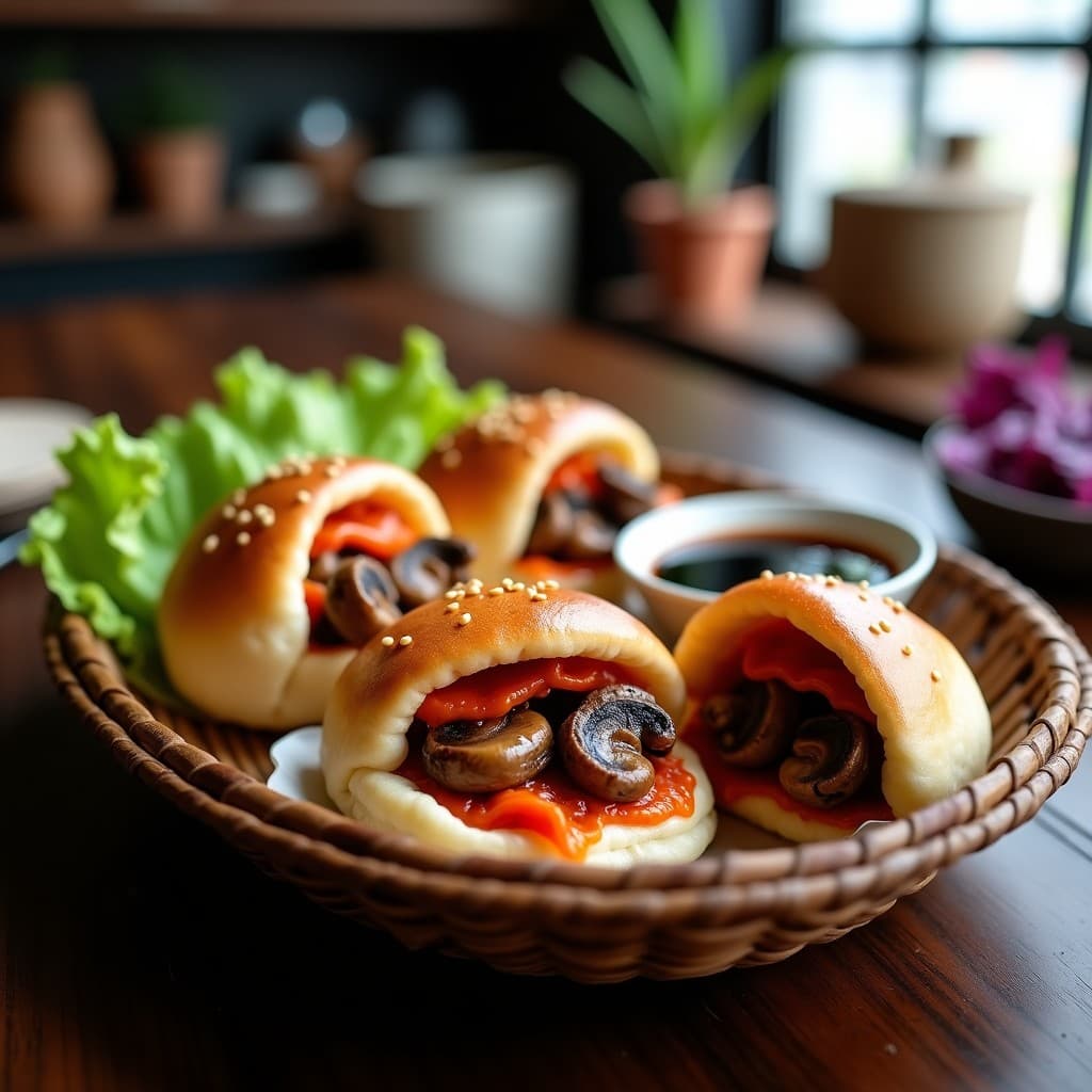 Bao Veganos de Hongos Portobello y Kimchi: Receta China al Estilo Street Food en Airfryer