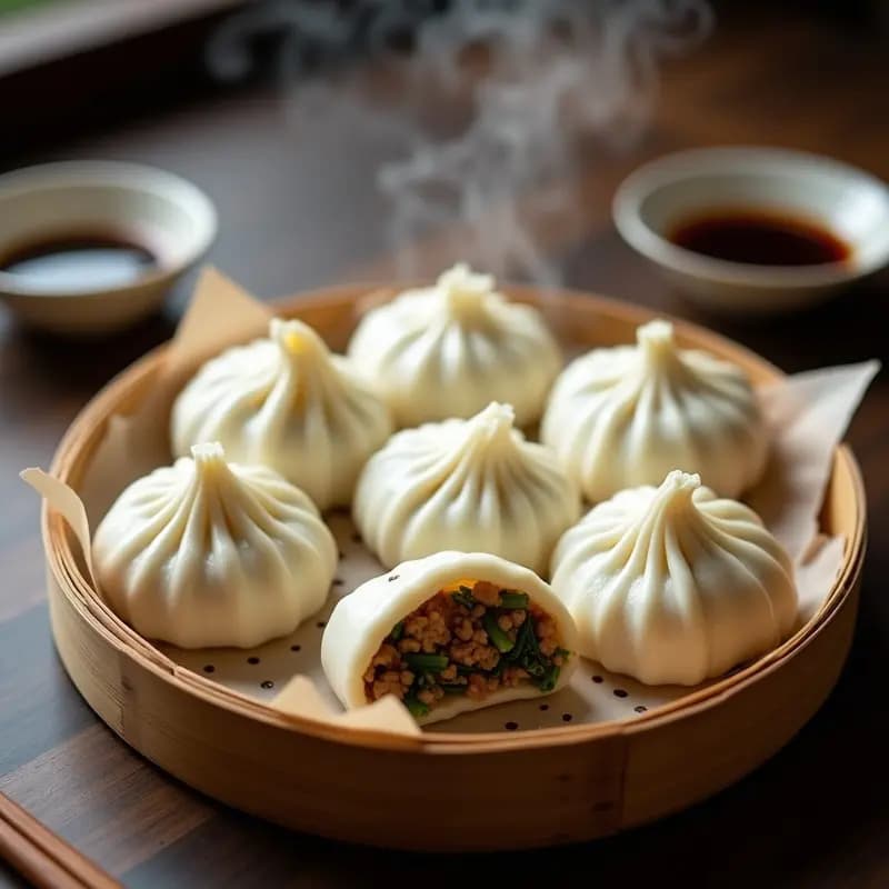 Baozi al Vapor con Relleno de Cerdo y Repollo Chino: Receta China Tradicional en 25 Minutos