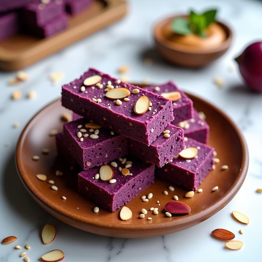 Barritas de Batata Morada y Tahini: Snack Energético Sin Horno y Alto en Magnesio