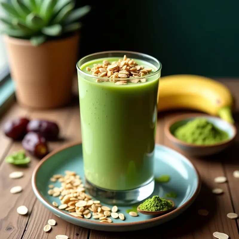 Batido de Matcha y Leche de Avena con Granola Casera: Desayuno Energético Vegano