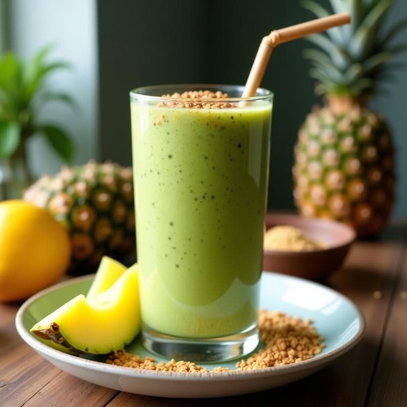Batido de Moringa y Piña con Leche de Almendras: Bebida Detox y Energizante en 5 Minutos
