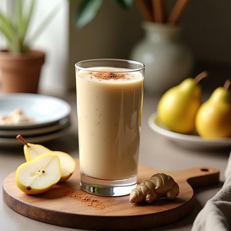 Batido de Pera y Jengibre con Leche de Avellanas: Bebida Digestiva y Antiinflamatoria