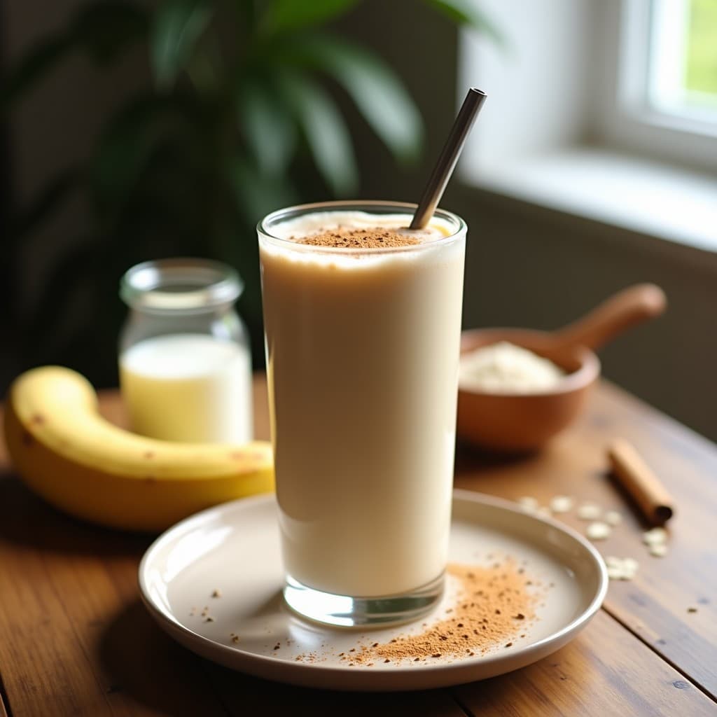Batido de Proteína de Guisantes con Leche de Avena y Canela: Bebida Vegana Post-Entreno