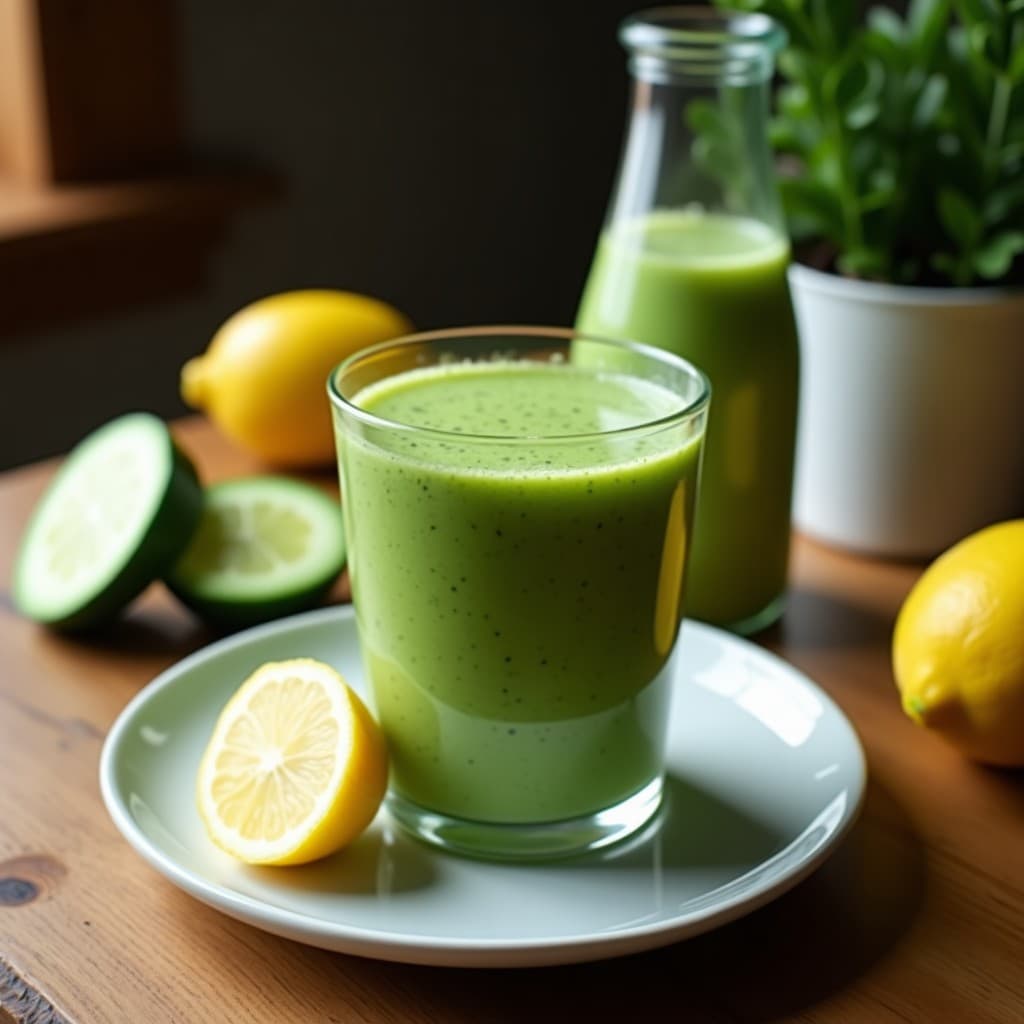 Batido de Spirulina, Pepino y Limón con Agua de Coco: Bebida Detox Alta en Nutrientes