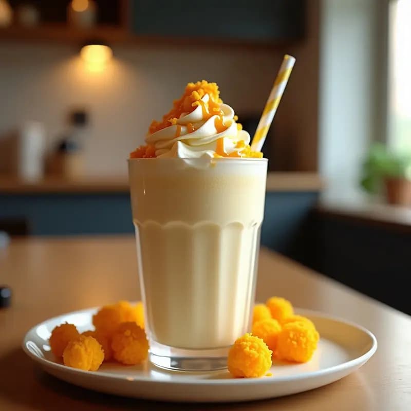 Batido de Vainilla, Plátano y Mantequilla de Maní con Topping de Cheetos Triturados: Bebida Salada-Dulce