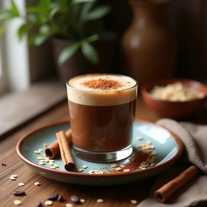 Bebida de Cacao y Avena con Canela: Shot Mexicano Energizante y Sin Azúcar