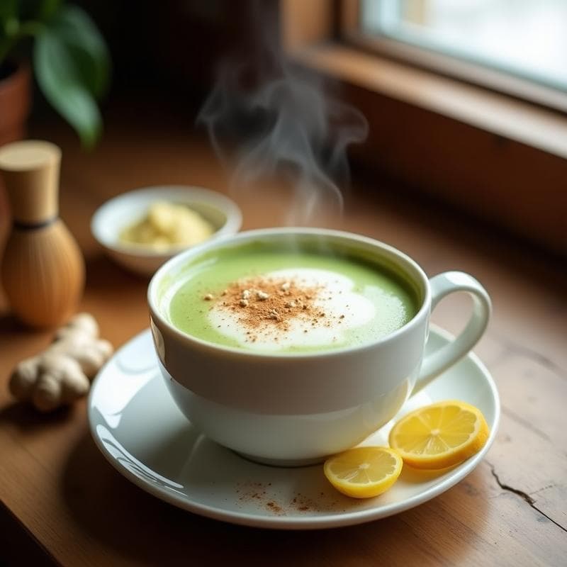 Bebida de Matcha y Jengibre con Leche de Avena: Latte Japonés Detox en 5 Minutos