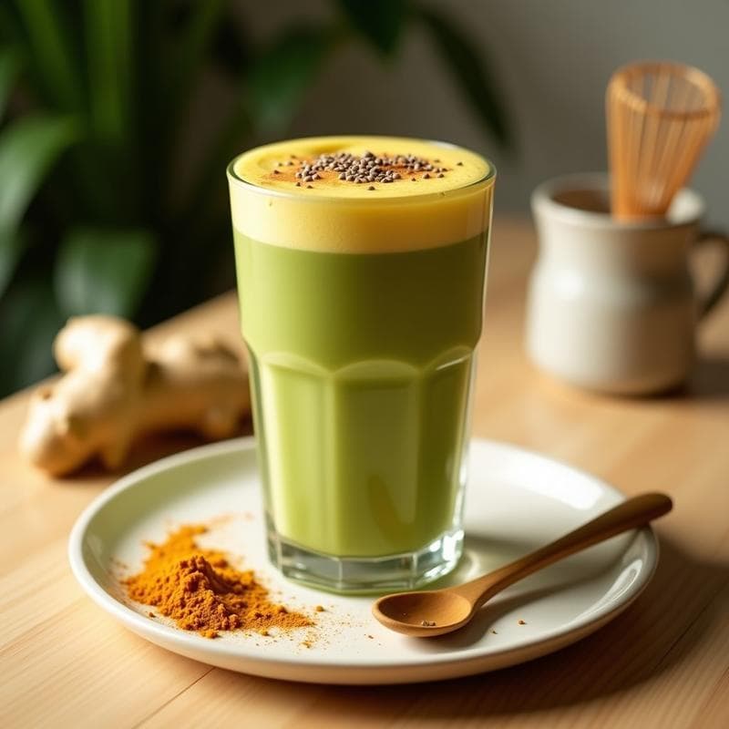 Bebida de Matcha y Leche de Cúcuma con Jengibre: Latte Antiinflamatorio Sin Lactosa