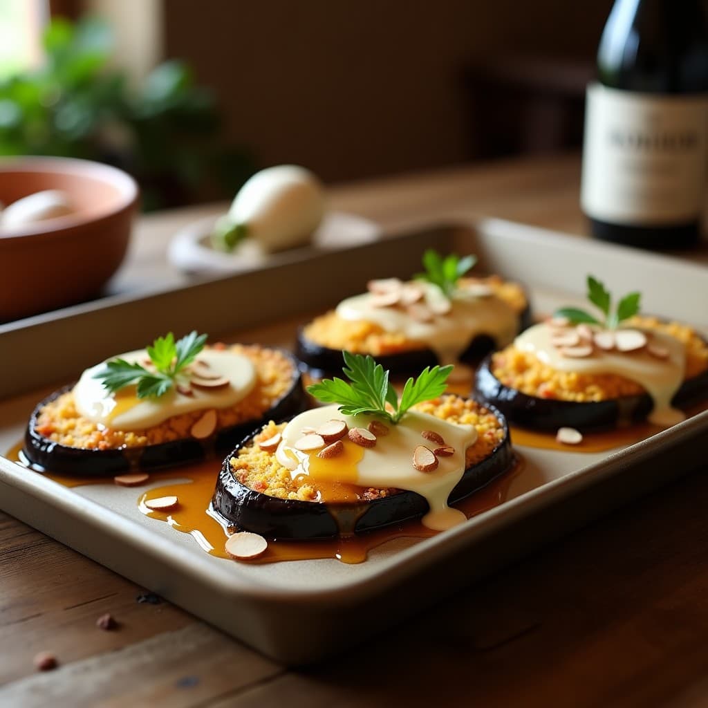 Berenjenas al Horno con Queso de Almendras y Miel de Agave: Receta Sin Lactosa y Crujiente