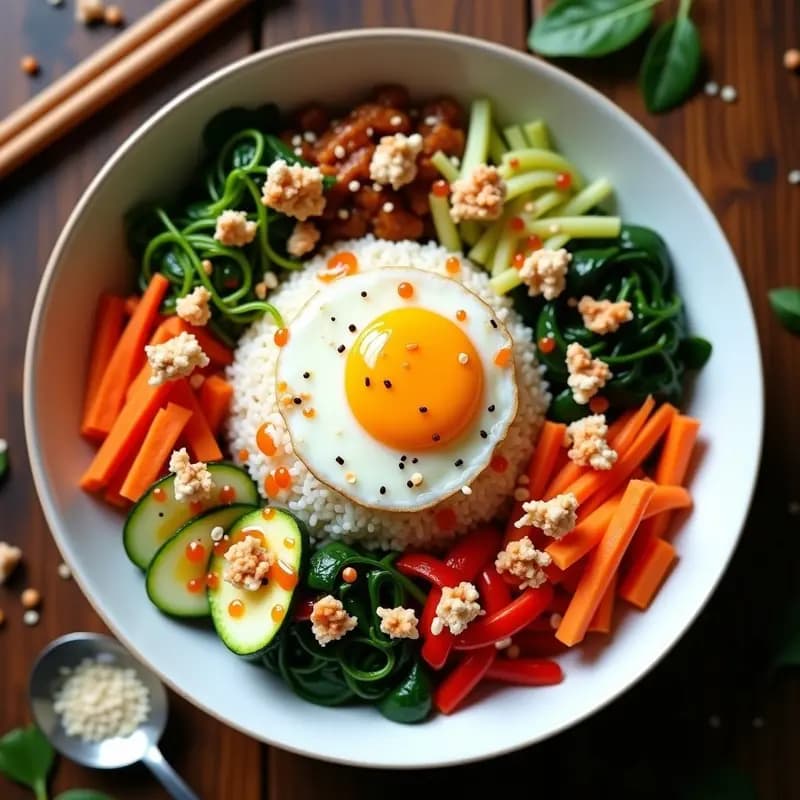Bibimbap Coreano con Gochujang y Queso de Cabra: Versión Fusion en 20 Minutos