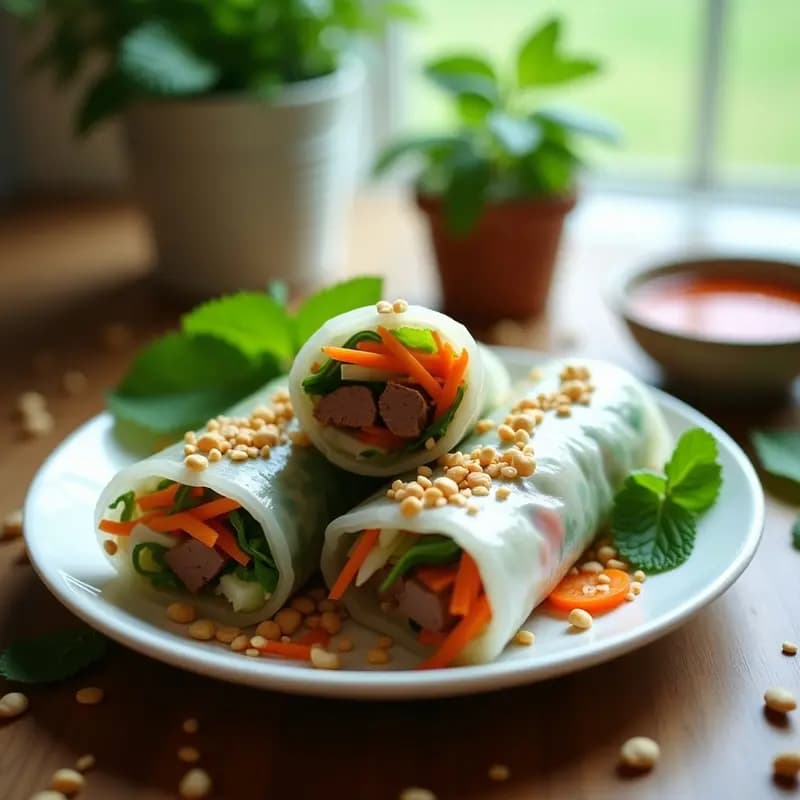 Binh Danh de Ternera y Jengibre: Receta Vietnamita de rollitos de verano con Toque Picante