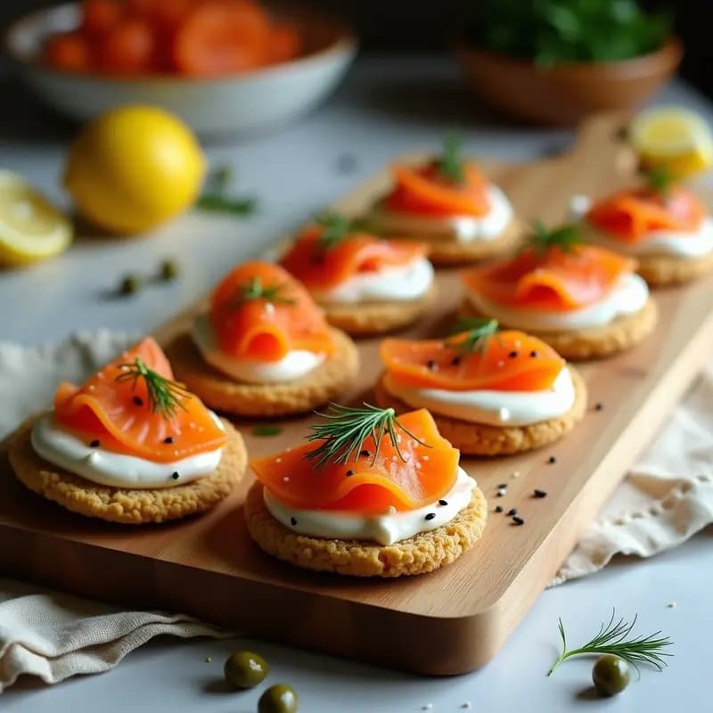 Blinis de Lino con Smoked Salmon Vegano de Zanahoria: Aperitivo Ruso Sin Gluten