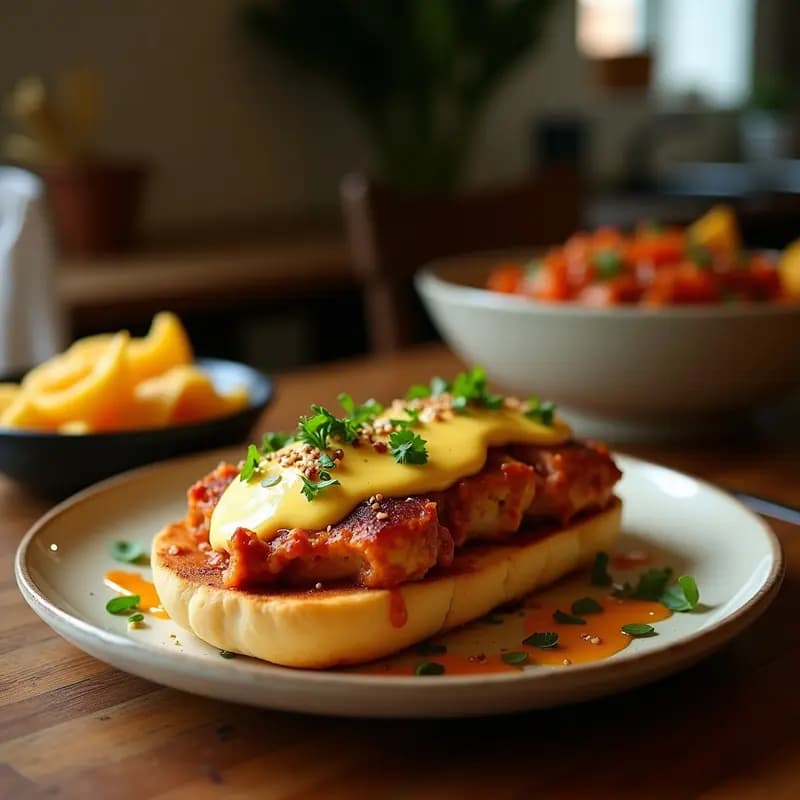 Bocadillo de Pollo Frito con Queso Fundido y Salsa Barbacoa: Receta Casera en 20 Minutos con Airfryer