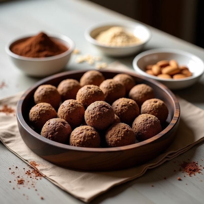Bolas de Energía de Cacao, Avena y Semillas de Lino: Snack Post Entrenamiento