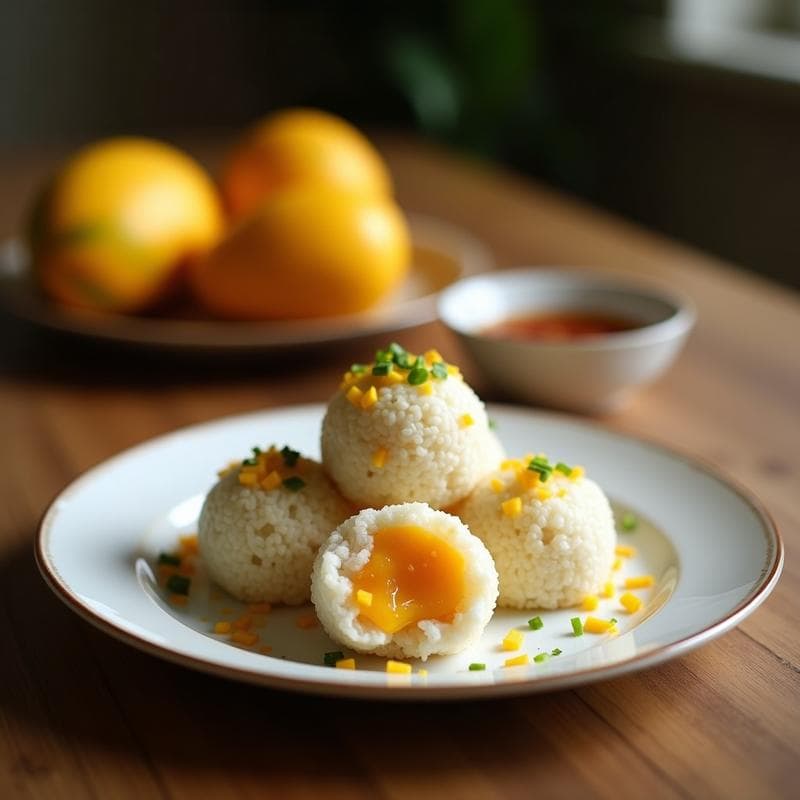 Bolitas de Arroz Glutinoso Rellenas de Mango y Coco: Postre Filipina Sin Horno