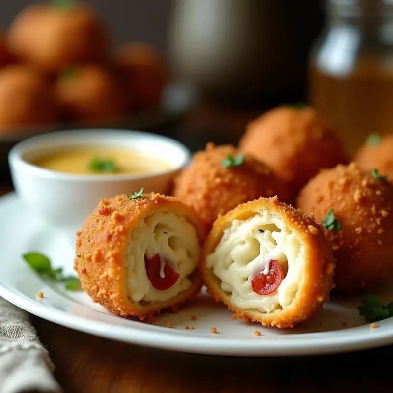 Bolitas de Mozzarella Rellenas de Pepperoni y Queso Azul: El Bocado Crujiente que Te Sorprenderá