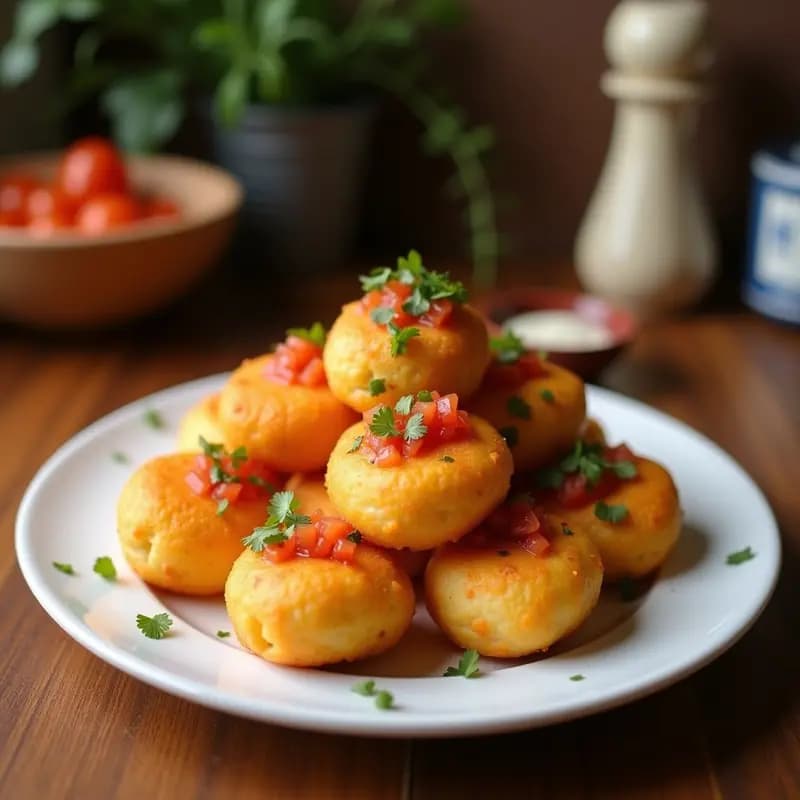 Bolitas de Queso Fritas con Salsa de Tomate Picante: Aperitivo Crujiente y Adictivo