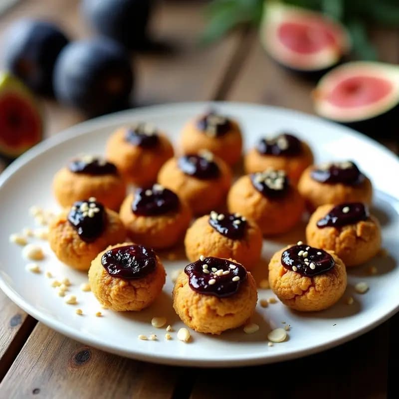 Bolitas de Tofu Ahumado y Almendra con Mermelada de Higo Negro: Aperitivo Keto Sin Cocinar en 8 Minutos