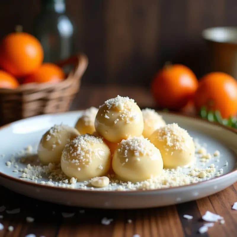 Bombones de Caqui y Chocolate Blanco con Virutas de Coco: Postre Otoñal Sin Horno en 10 Minutos