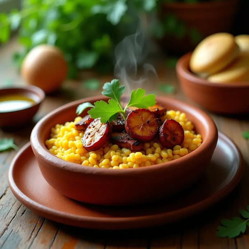 Boricua Bowl: Arroz con Gandules, Plátano Maduro y Carne de Cerdo Adobada: Receta Puertorriqueña en una Sola Olla