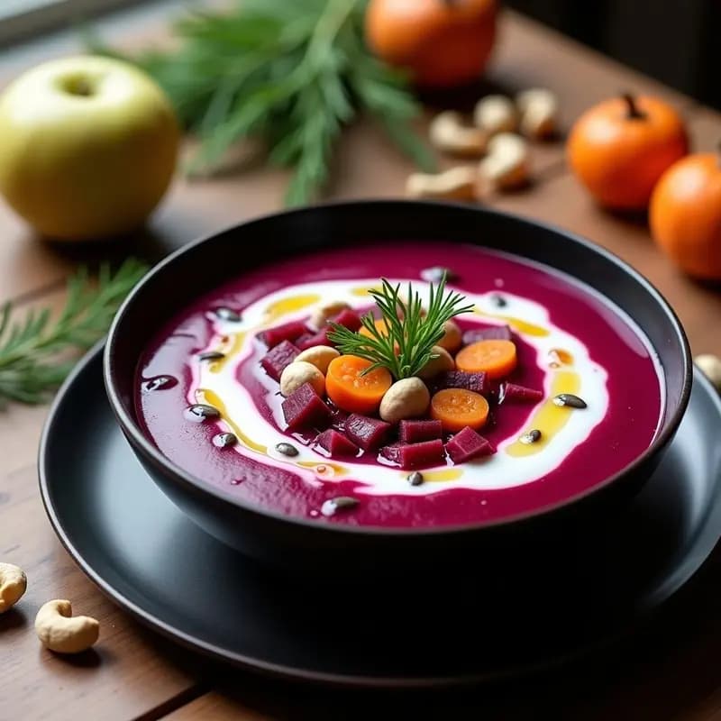 Borscht Polaco con Remolacha Fermentada y Crema de Anacardos: Sopa Detox Sin Lácteos