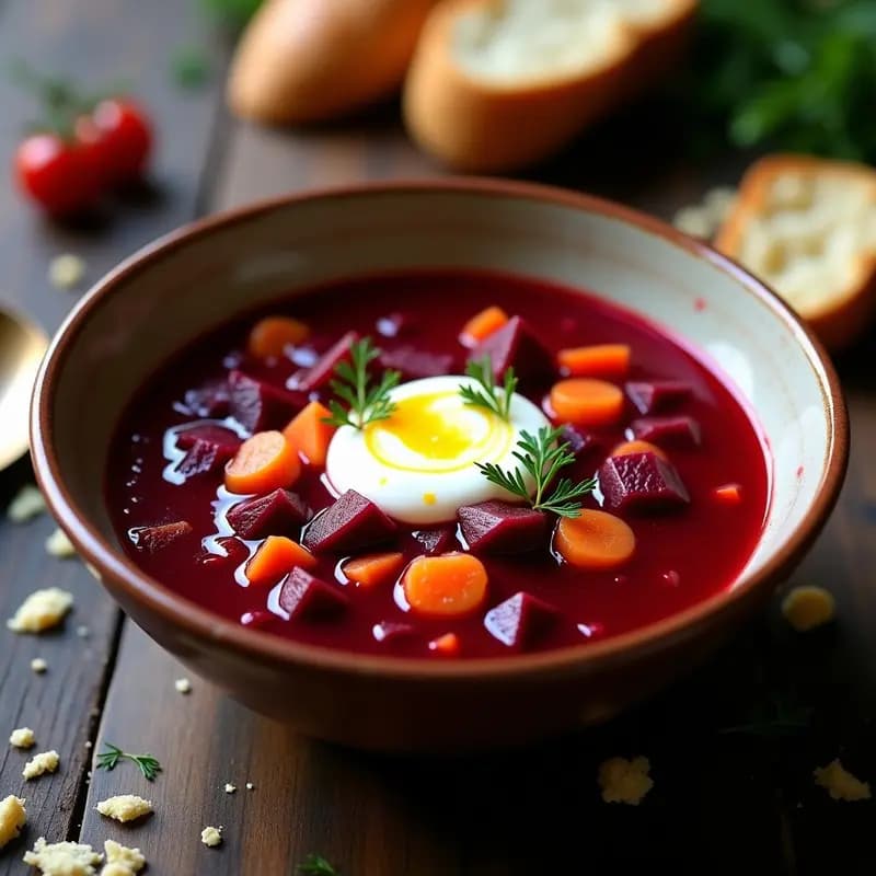 Borscht Ucraniano con Remolacha Fermentada y Crema Agría Vegana: Receta Inmunoestimulante