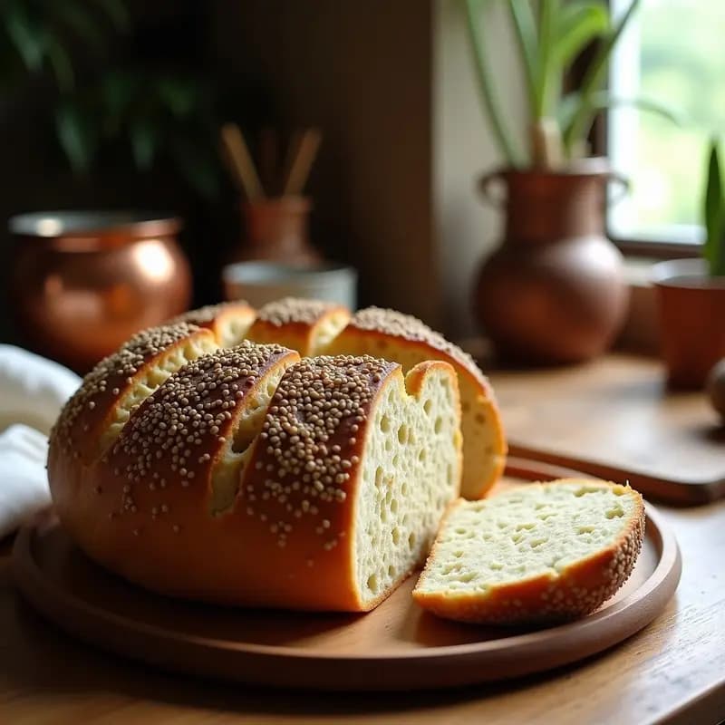 Boule de Pan Sin Amasar con Semillas de Chía y Lino: Receta Francesa Vegana
