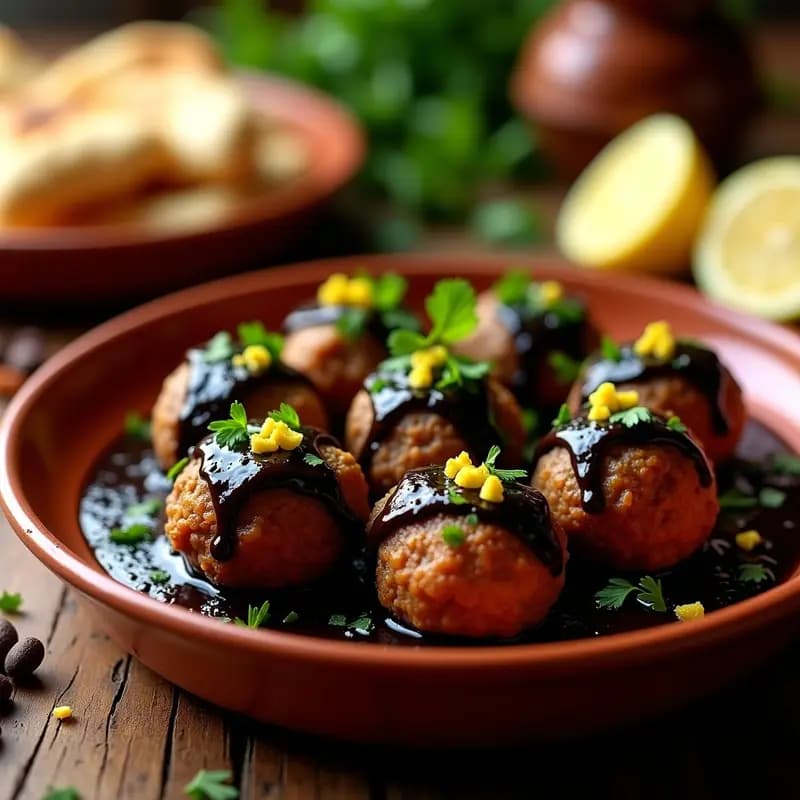 Boulettes de Cordero con Salsa de Aceitunas Negras: Receta Marroquí Tradicional