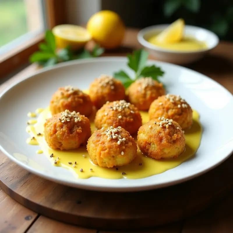Boulettes de Merluza y Cúrcuma con Salsa de Limón: Receta Mediterránea Keto en 20 Minutos