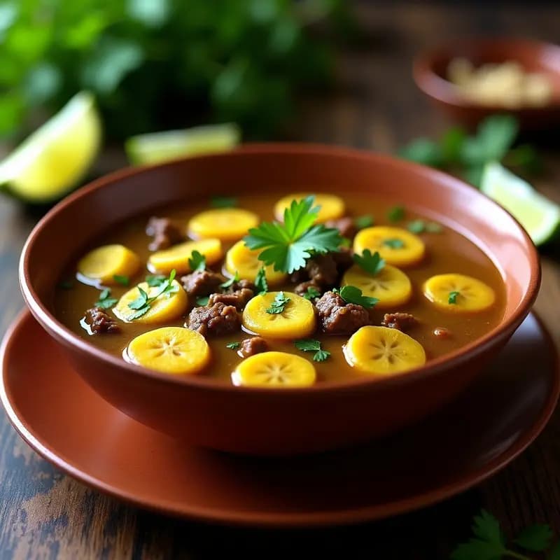 Bouyon Bannann Moun: Sopa Haitiana de Plátanos Verdes y Carne de Res en Olla Exprés