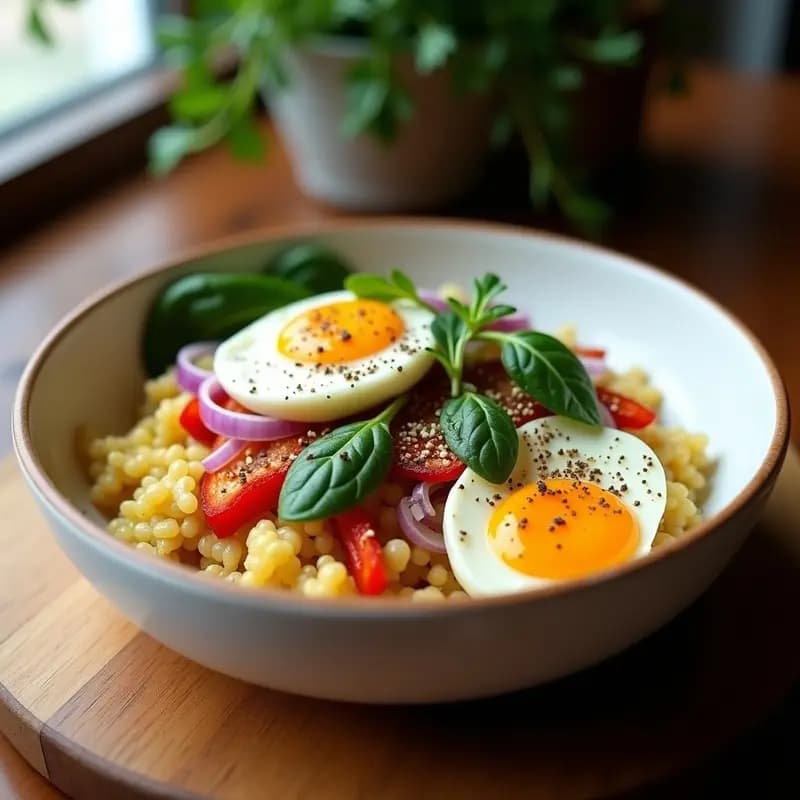 Bowl de Cauliflower Rice con Huevos de Codorniz y Trufa: Desayuno Keto en Airfryer