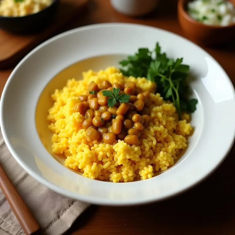 Bowl de Cauliflower Rice con Curry de Lentejas Amarillas y Coco: Desayuno Vegano en Thermomix