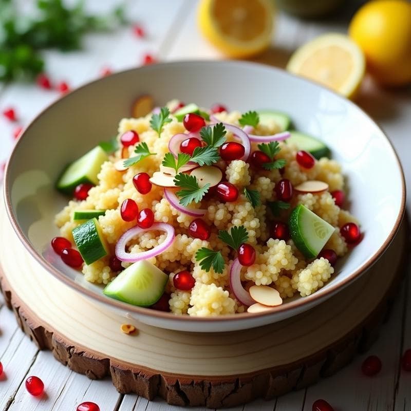 Bowl de Cuscús de Coliflor y Granadas: Receta Sin Gluten con Vinagreta de Limón