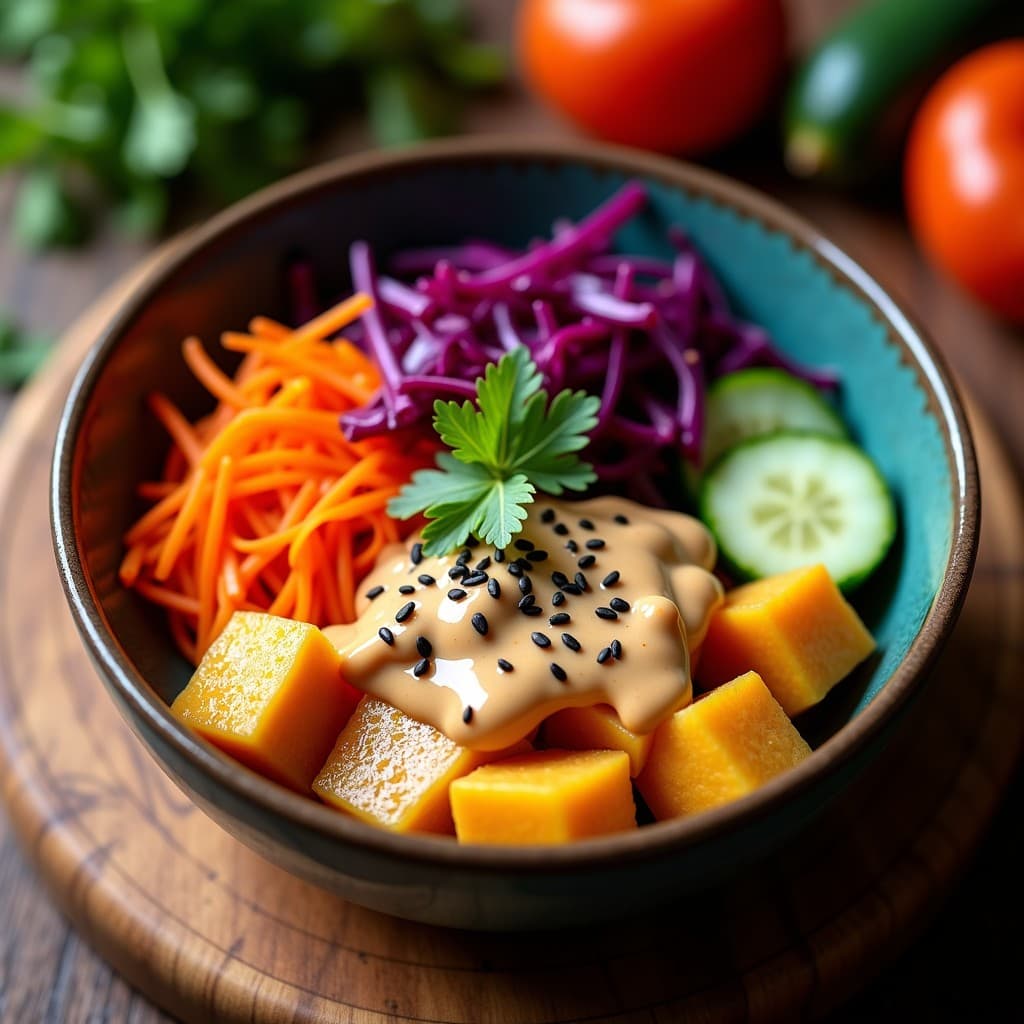 Bowl de Fono (Batata Africana) con Salsa de Cacahuete y Vegetales Fermentados: Receta Africana en Thermomix